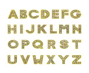 1300pcslot az Gold Color Full Athestone Slide Letter 8mm DIY Charms Alphabet Fit для 8 -миллиметровых кожаных браслетных бретельств .6339953