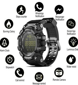 Ex16 relógio inteligente Bluetooth IP67 Smartwatch Smartwatch Rellogios Pedômetro StopWatch Sport Bracelet para iPhone Android Telefone W6707009