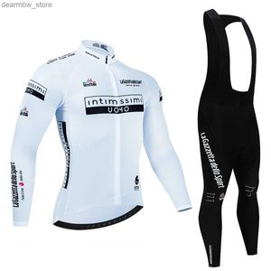 Bisiklet Jersey Setleri Tour De Italy Ditalia Bisiklet Jersey Set Prium Anti-UV Uzun Yok Ödeme Takım Sonbahar Hızlı Dry Pro Racing L48