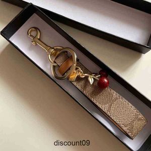 Luxury Keychain Lovely Tiny Cute Cherry Key Ring for Women Charm Bag Holder Ornament Pendant Accessories 2021 Chains