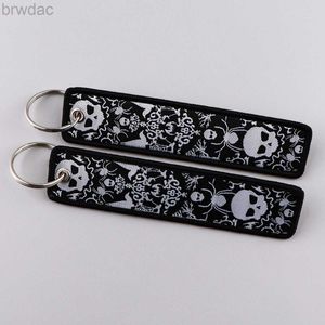 Key Rings Skull Key Fobs Punk Embroidered Key Tags Keychains for Women Men Car Keyring Accessories Fashion Jewelry Halloween Gift 240412