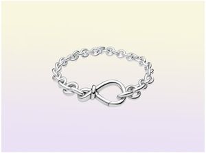 Women Fashion Chunky Infinity Knot Chain Bracelets 925 Sterling Silver Femme Jewelry Fit Beads Luxury Design Charm Bracelet Lady Gift With Original Box8183526