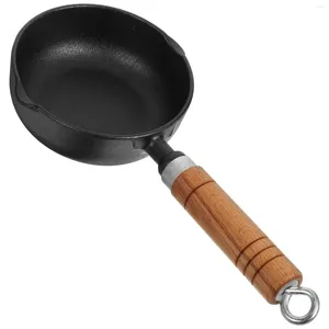 Pans Cast Iron Sauce Pan Easy Pouring Spout Small Pot Metal Mini Cooking Lid Oil Wood