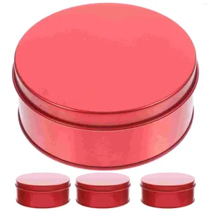 Storage Bottles 4 Pcs Biscuit Box Candy Cookie Tins Lids Christmas Snack Container Round Crackers Small Cake