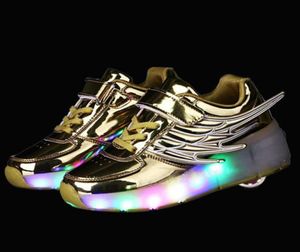 Tênis luminosos Crianças brilhando tênis com rodas Kids Roller Skates Sapatos LED SAPATOS DE LIGHT UP PARA GIRLOS MENINOS SAPATOS 201008169068413