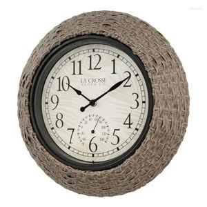 Настенные часы Crosse Clock 13-дюймовый ткач крытый/наружный коричневый роттан Аналог 433-3833