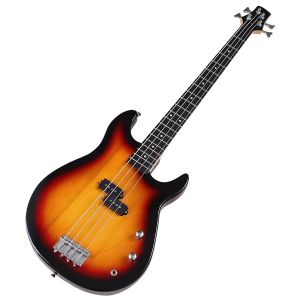 Cables 4 String Electric Bass Guitar 43 Inch High Gloss Bass Guitar Red with Solid Okoume Wood Body Frets Model