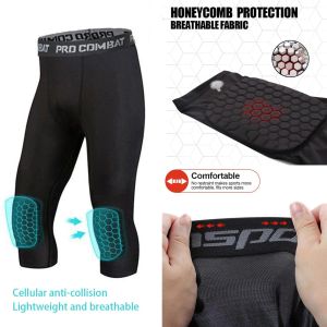 Shorts Safety Anticollision Basketball Shorts Men Fiess Training 3/4 Leggings With Kne Pads Sports 3XL Compression Trousers