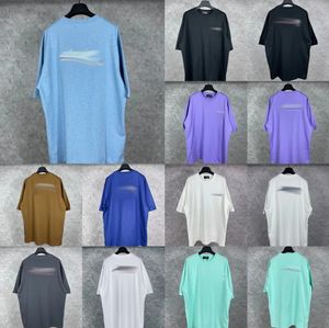 Mens T Shirtler Paris Moda Klasik Dalga Mektubu Baskılı Pamuklu Büyük Boy Günlük Kısa Kollu