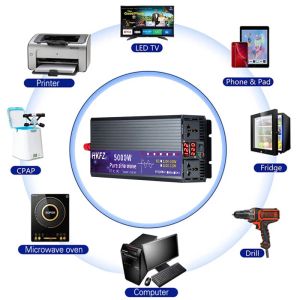 3000W 4000W 5000W Czysty fala sinusoidalny DC 12V 24 V 48 V do AC 220V Napięcie Transformator Solar CAR PURNE