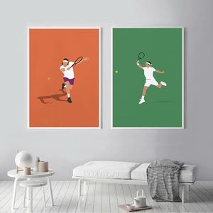 テニスプレーヤーロジャーフェデラースポーツミニマリストポスターとプリントキャンバス絵画ウォールアート写真リビングルームの家の装飾