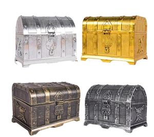 Pirate Treasure Chest Decorative Treasure Chest Keepsake Jewelry Box Plastic Toy Treasure Boxes Vintage Party Decor gifts268G732421211088