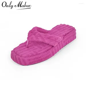 Повседневная обувь только для женской платформы Fuchsia Thong Flip Flops Flat Summerals