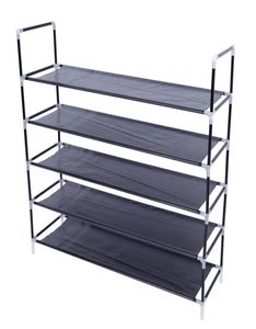 5 Tier Shoes Rack Stand Storage Organizer Nonwoven Tyghylla med hållare Stackbart garderobsfartyg från USA8114460