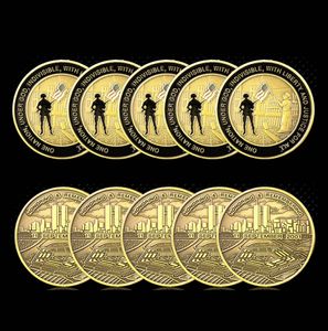 5PCS Craft Honoring Remembering September 11 Attacks Bronze Plated Challenge Coins Collectible Original Souvenirs Gifts4957850