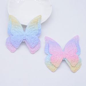 12Pcs 58*65mm Glitter Leather Double Butterfly Appliques for DIY Headwear Hair Clips Bow Decor Clothes Hat Shoes Sewing Patches
