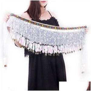 Diğer Moda Aksesuarları Sequin Belly Dance Sarma Etek Azun Kalça Bel Zinciri Kadınlar Festivali Performans Hint Püskül Kemer Damlası DHTLB