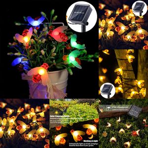 New Solar String 50 LED Cute Bee Outdoor Light Wedding Home Garden Patio Party Christmas Tree Honeybee Starry Fairy Decor Lamp