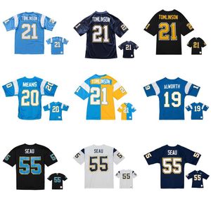 Dikişli Futbol Formaları LADINIAN TOMLINSON JUNIOR SEAU NATRONE LANCE ALWORTH MESH MGEN Emekli Retro Classics Jersey Erkek Kadın Gençlik S-6XL