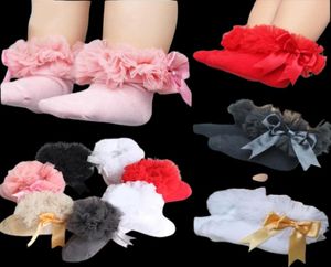 5paiys10pcs 26y barn tutu strumpor korta baby flickor strump prinsessa siden band bowknot spets sock ruffle bomull ankel strumpor pograp2004270