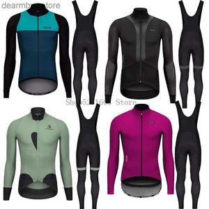 Cykeltröja sätter 2022 Etxeondo Team Spring Autumn Cycling Jersey Set Bicyc Clothing Breathab Men Long Seve Shirt Bike Bib Pants 9D Gel Pad L48