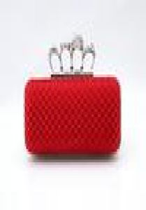 DesignerType4 Red Ladies Skull Clutch Rings Rings Four Fingers Bolsa Bolsa Noturse Bag 03918B7016071