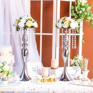 12st) 23 cm/120 cm) Bröllop Artificial Flower Stand Centerpieces Vase For Tables Tall Metal Gold Crystal Vases for Wedding,