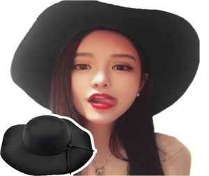 Retro Sonbahar Kış Şapkaları Kadınlar için Kızlar Yumuşak Vintage Yün Kuşak Fedoras Solid Ladies Disket Cloche Geniş Kötü Şapkalar Caps4787300