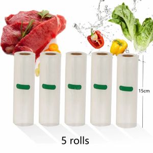 Macchina BPA FREE 5 rotoli/lotto sacchetti di stoccaggio per aspirapolvere Macchina sigillante per aspirapolvere cibo fresco mantenendo 15 cm*500 cm