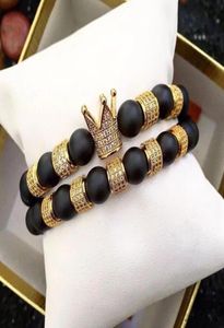 2pcsset Crystal Ball Ethnic Hollow Rivet Charm Bracelets Set For Women Men Jewelry Matte Beaded Bracelet Accessories Gift Valenti5673804