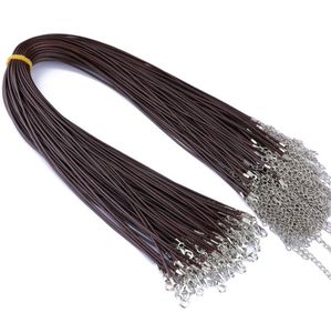 10pcSlot 15 мм Черно -коричневые красочные кожаные шнурные цепи регулируемая плетеная 45 -см веревка для ювелирных изделий из колье DIY.
