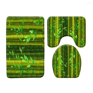 Bath Mats Green Bamboo Forest 3D Bathroom Mat Rug 3pc Set Entrance Door Toilet Carpet Bathtub Accessories Products