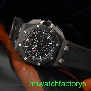 Berömd AP Wrist Watch Royal Oak Offshore Series Automatisk mekanisk herrklocka Forged Carbon 44mm Time Display Ceramic Ring Tape Waterproof Night Light 26400