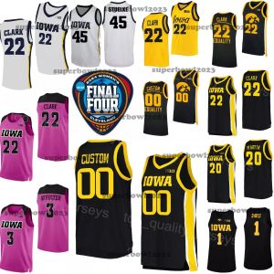 WOMANS IOWA HAWKEYES 2024ファイナルフォー22 Caitlin Clark Women College Basketball Jerseys 45 Hannah Stuelke 20 Kate Martin 3 Sydney Affolter 1 Molly Davis Lady Sport