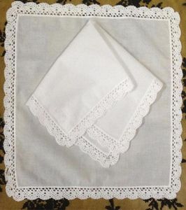 Conjunto de 12 têxteis domésticos lenço de casamento 3030cm Cotton Ladies Hankies Adultos Mulheres Hanky Party Gifts bordados Crochet Lace28136756