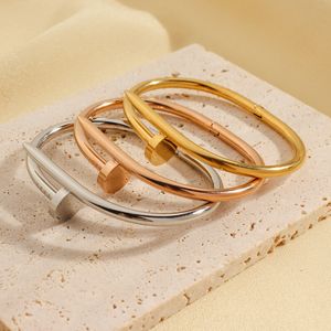 Klassische Design Marke Schmuck weiße Zirkon Nagel Bangle Manschette Armband für Liebhaber Geschenk