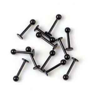 Labret Lip Piercing Jewelry Trendy Lip Ring 16G Black Stainless Steel Ball Stud Chin Piercing Bars Body Jewelry Drop Delivery Dh7Pj