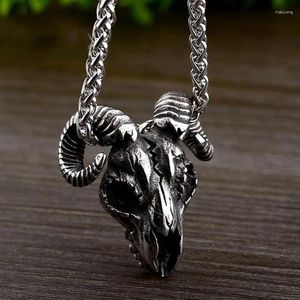 Pendant Necklaces European And American Fashion Creative Exaggerated Sheep Head Skull Necklace For Men Alternative Jewelry Accessories Women