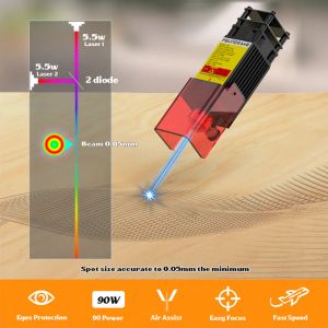90W lasergraver Rotary Roller 50W med luftassistent plywood laser skärmaskin akryl CNC router trägraver metall