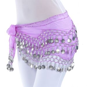 Tasselmynt Belly Dance Hip Scarf For Women Party Stage Performance Carnival Mini kjol Wrap Rave Belt Midje Inför kostym