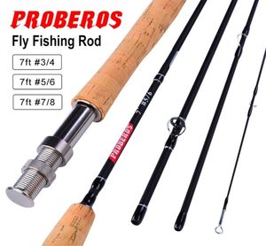 PROBEROS Fly Fishing Rod 7FT9FT 21M27M 4 Section Line wt 34 56 78 Soft Cork Handle Tackle 2111189140292