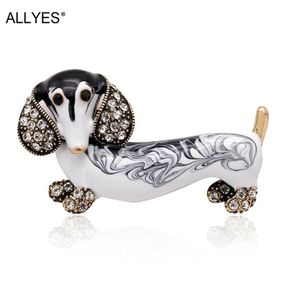 ALLYES Cute Dachshund Brooches Dog For Women and Men Fashion Suit Lapel Pins Metal Crystal Enamel Pin Animal Brooch Jewelry8599854