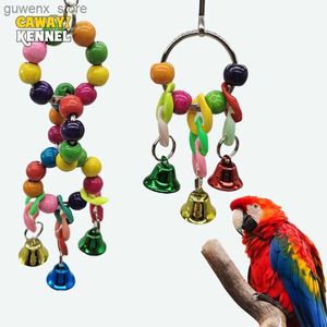 Mobile# Bunte Perle Pet Bird Toy Glockenzwerg Seil Klettern Swing Bird Supplies kleine Haustierversorgungen Papageien Cage Accessoires D9131 Y240412Y24041746DQ