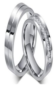 Ehering 6mm 316L Edelstahlpaar Ringwedding -Bänder Ringe für Frauen Männer lieben Edelstahl CZ Versprechen Juwelry2694213