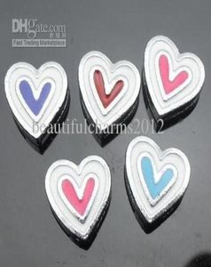 Ganz 50pcslot 8mm Emaille Heart Slide Charms für 8 mm DIY Armband Armband Schlüsselschüsse Mode Schmuck 7392752