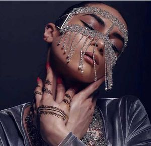 2021 Luxury Full Rhinestone Tassel Mask Masquerade Face Jewelry for Women Sexy Crystal Chain Cosplay Face Mask Face Accessories Q02045519