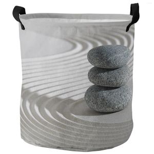 洗濯袋Zen Stone Dirty Basket Foldable Round Waterproof Home Organizer Clothing Children Toy Storage