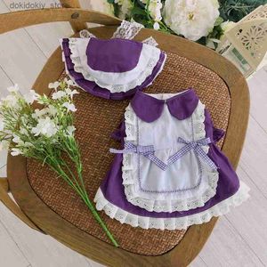 Vestido de cachorro vestido algodão fofo saia de saia colarinho de boneca lolita chapéu de verão pequeno dão roupas chihuahua bichon teddy poodle gato panoin l49