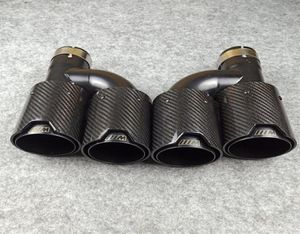 One pair H style carbon fiber exhaust end tips auto muffler Glossy Black stainless steel for Bmw with M logo233k83050187464963