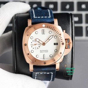 Męskie zegarek Designer Luksusowa marka Pam Mens Automatyczne zegarki 42 mm White Color Dial 2555 Mechaniczny pasek skórzany 316L drobny stal unisex